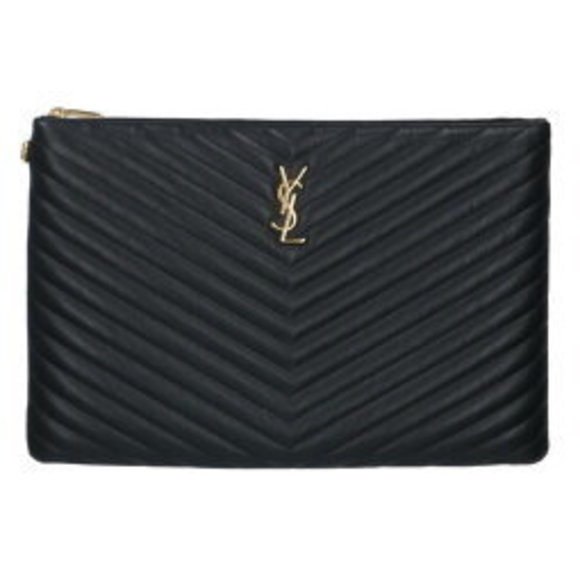 Saint Laurent Paris Leather Clutch Bag Black - Picture 1 of 3